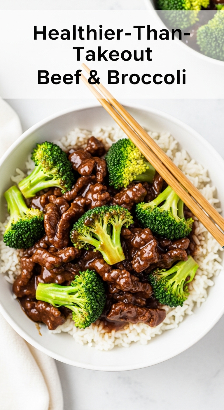 Healthier Than Takeout Beef And Broccoli With Glossy Sauce Served Over White Rice With Chopsticks On The Side In Clean Fresh Light