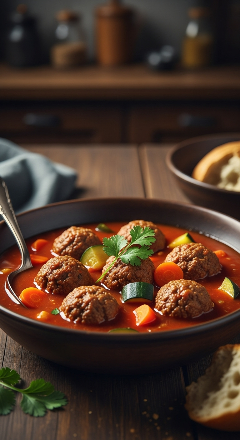 Hearty-Albondigas-Soup-With-Beef-Meatballs-Carrots-Zucchini-And-Cilantro-In-Rustic-Bowl