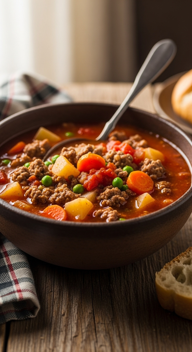 Hearty-Crockpot-Hamburger-Soup-Ground-Beef-Carrots-Potatoes-Peas
