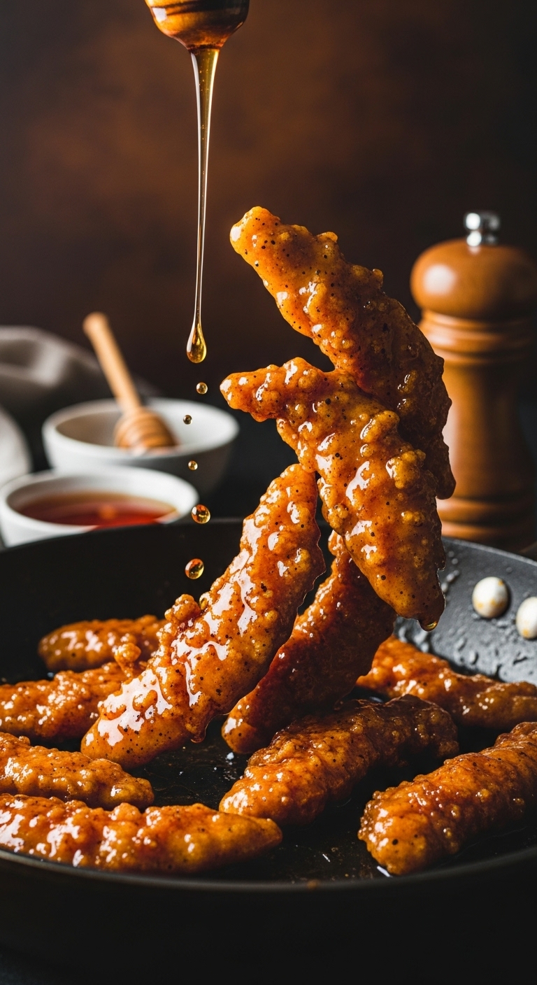 Honey-Pepper-Chicken-Strips-Glossy-Sauce-Pan-Crispy-Texture-Ingredients