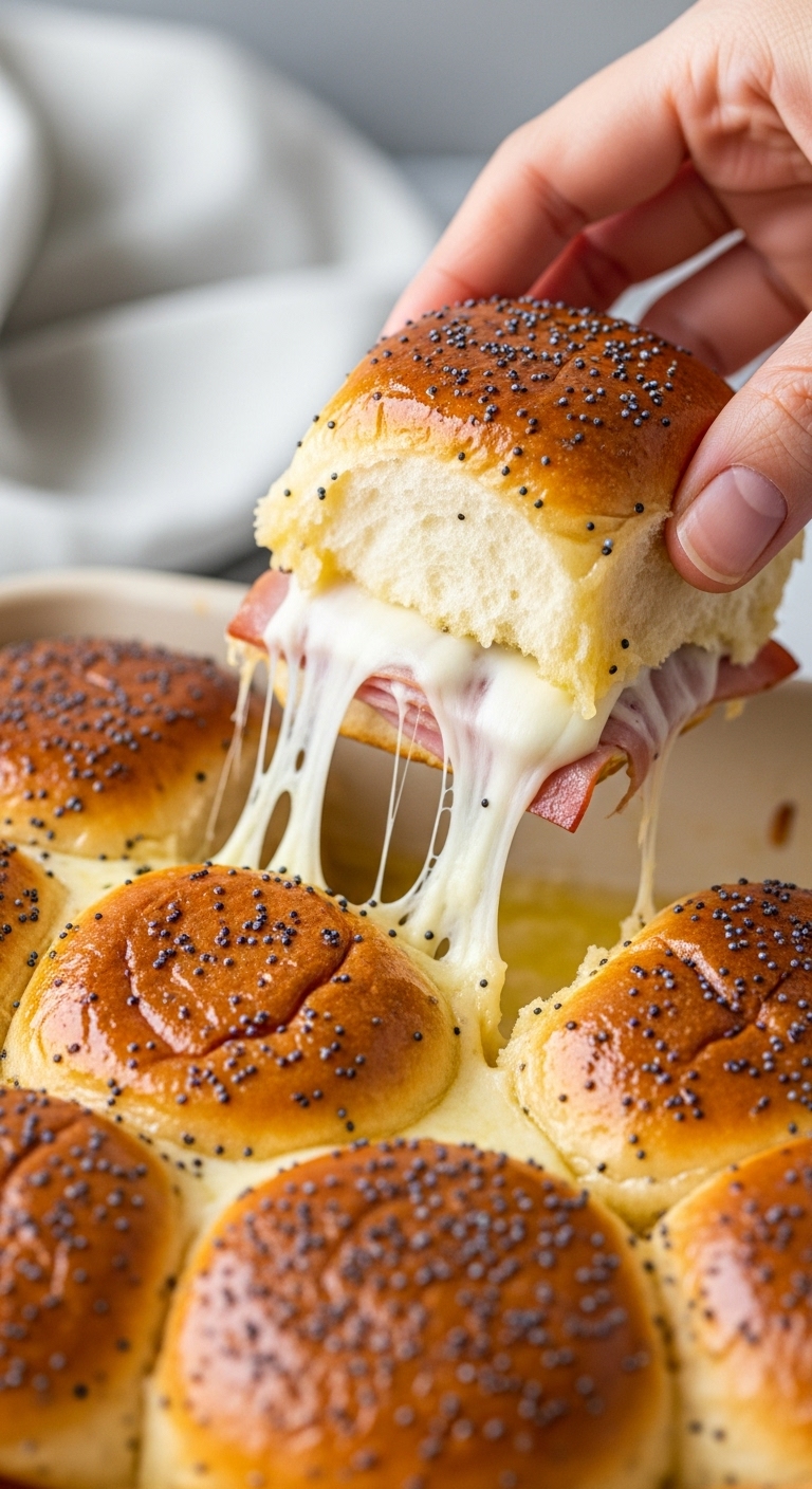 Hot-Ham-And-Cheese-Sliders-Cheese-Pull-Golden-Rolls-Butter-Sauce-Poppy-Seeds