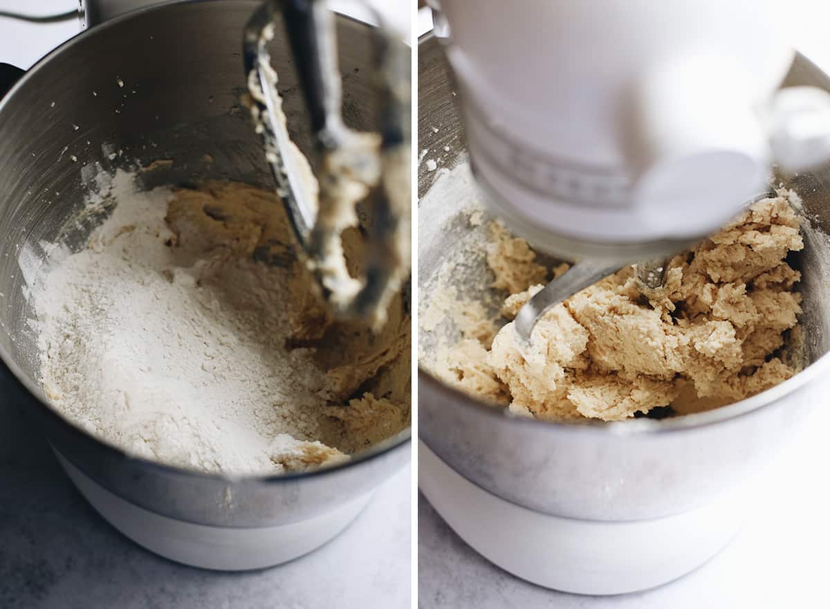 Two Overhead Photos Showing How To Make Gluten Free Chocolate Chip Cookies