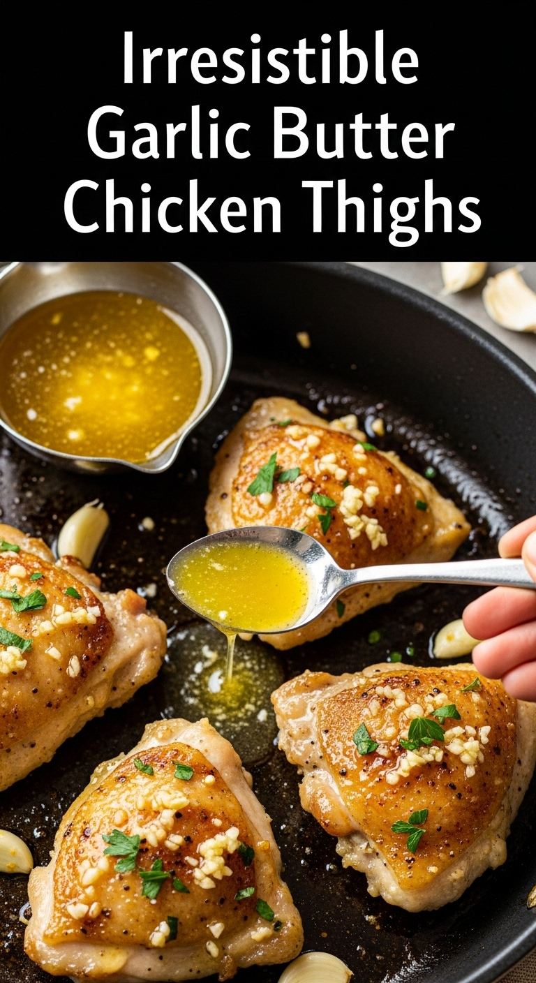 Irresistible-Garlic-Butter-Baked-Chicken-Thighs-Glistening-In-Skillet