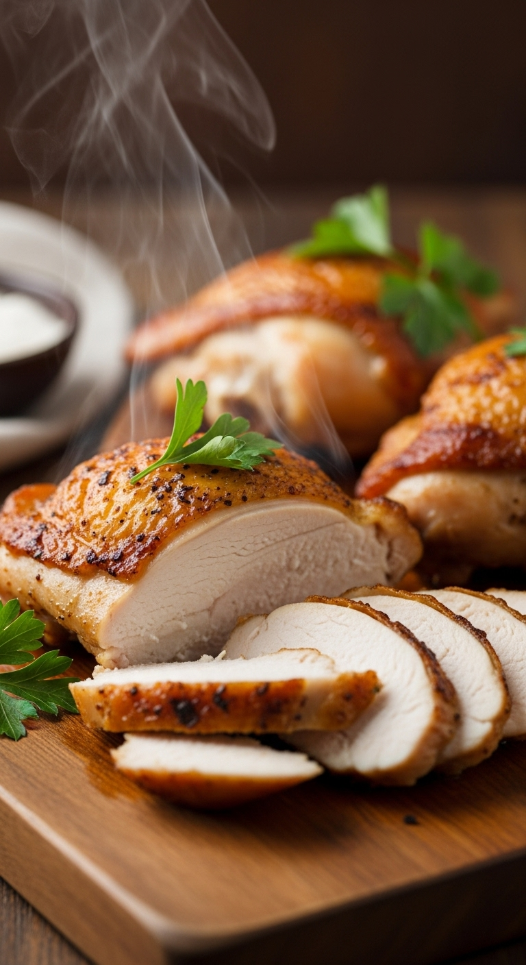 Juicy-Boneless-Skinless-Baked-Chicken-Thighs-Sliced-Parsley