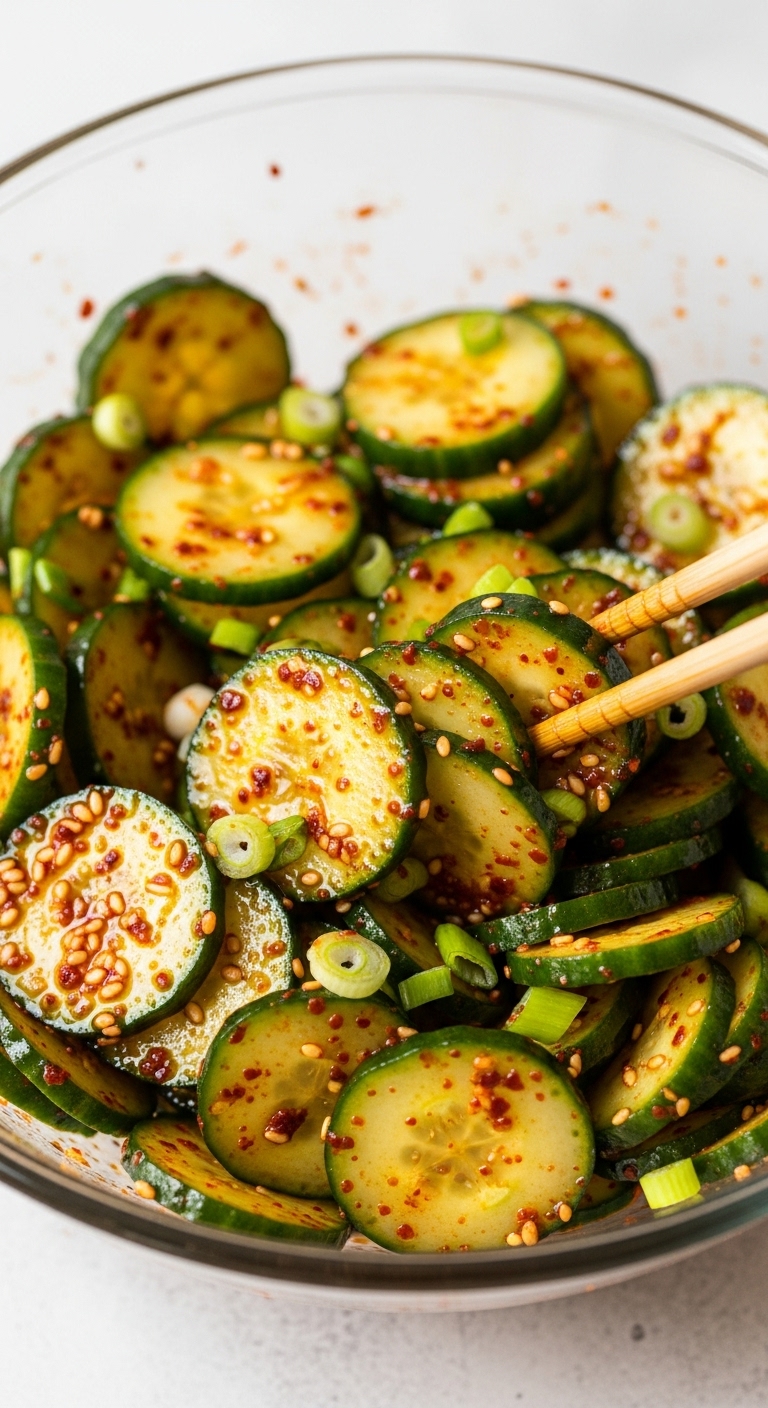 Korean Cucumber Salad Chili Sesame Scallions Chopsticks Blog Post