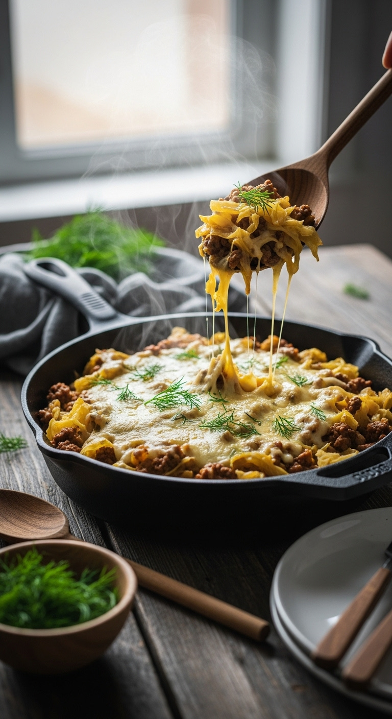Low Carb Creamy Beef Cabbage Skillet Cast Iron Dill