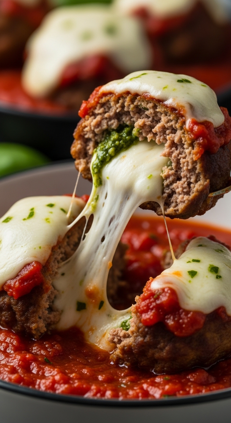 Meatball-Cheese-Pull-Marinara-Pesto-Melted-Mozzarella-Dramatic