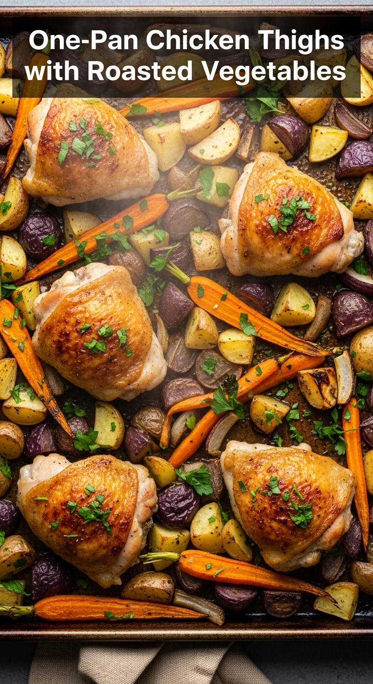 One-Pan-Chicken-Thighs-With-Roasted-Vegetables-Golden-Brown-Crispy