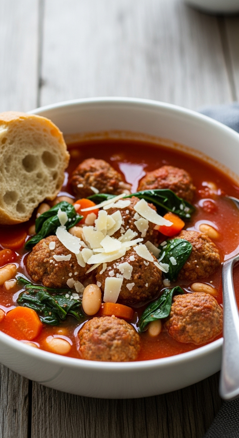 One-Pot-Italian-Meatball-Soup-Parmesan-White-Beans-Carrots-Spinach