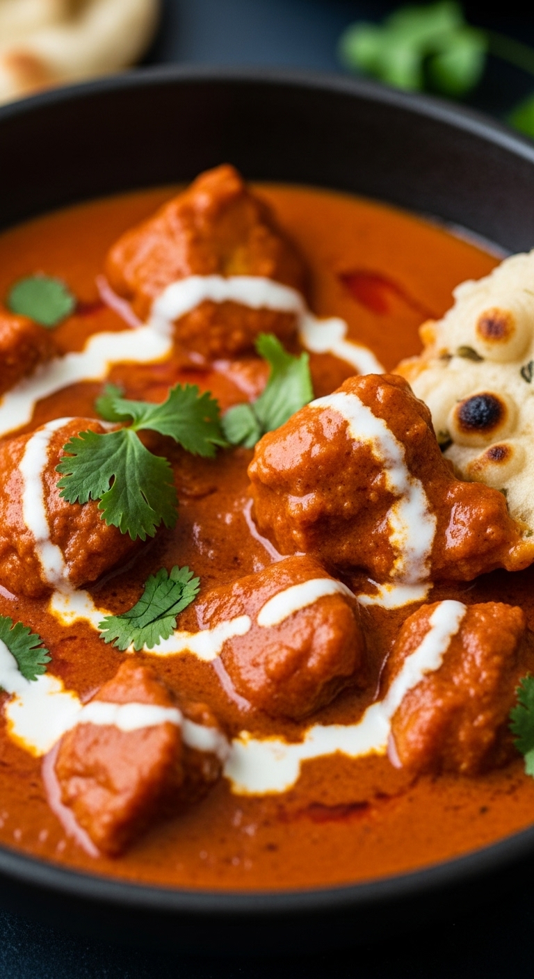 Rich-Creamy-Butter-Chicken-Karahi-Cream-Cilantro-Naan-Dipping
