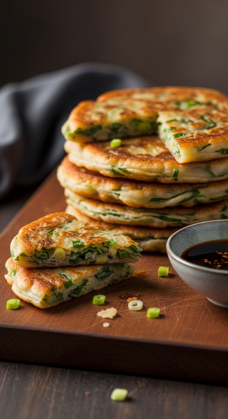 Scallion Pancakes Crispy Texture Soy Vinegar Dipping Sauce Blog Post
