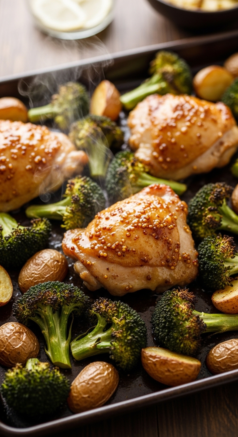 Sheet-Pan-Honey-Mustard-Chicken-Thighs-Roasted-Broccoli-Baby-Potatoes-Steam