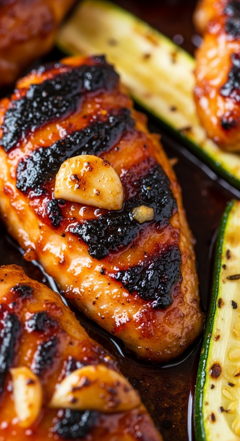 Sheet-Pan-Hot-Honey-Garlic-Chicken-Zucchini-Charred-Glaze-Texture