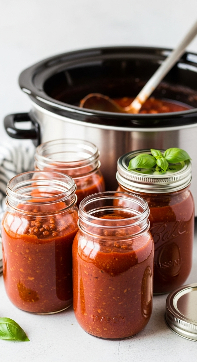 Slow-Cooker-Turkey-Pasta-Sauce-Homemade-Canning-Jars