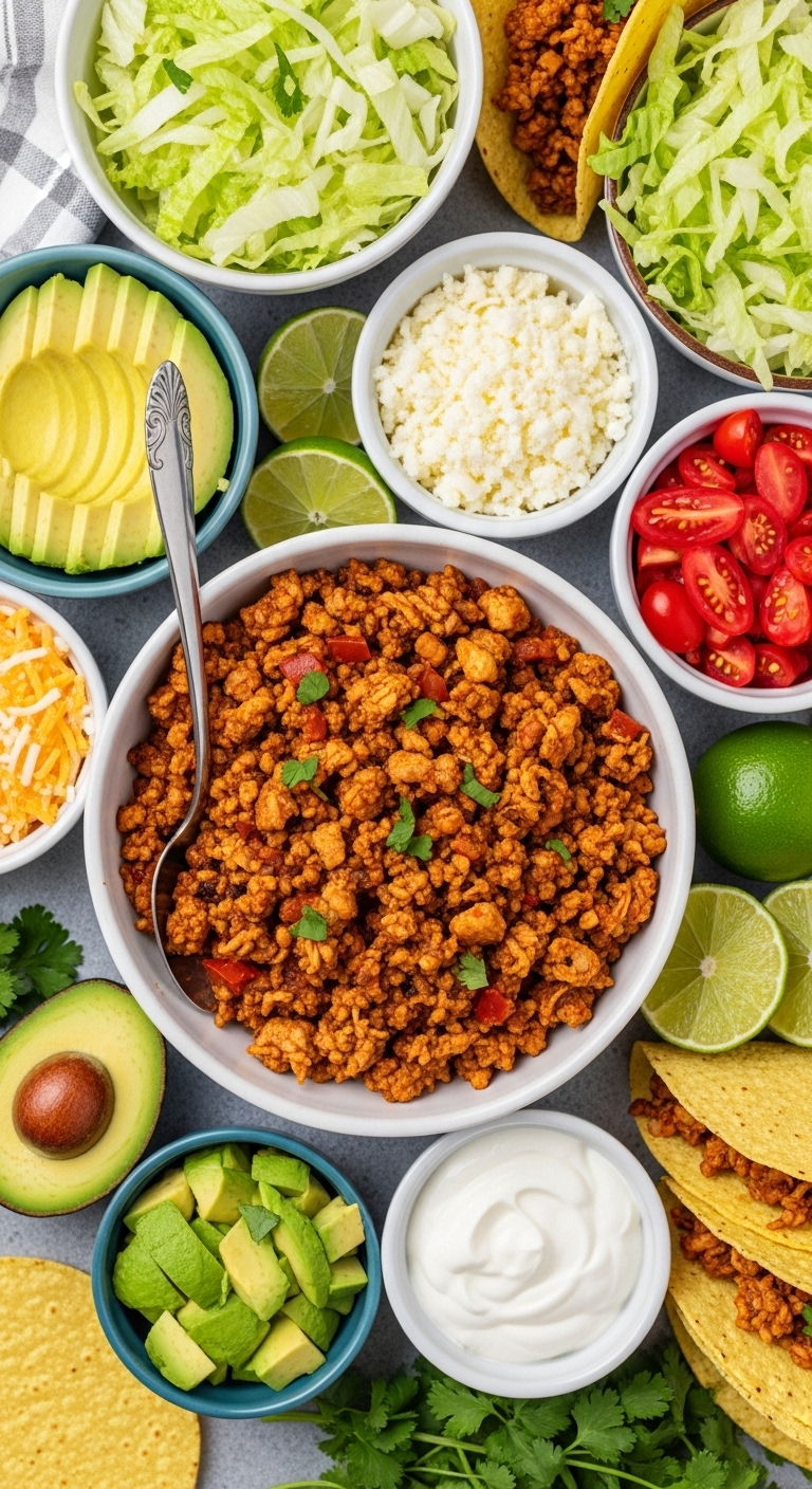 Slow-Cooker-Turkey-Tacos-Taco-Bar-Avocado-Cilantro-Cheese-Lime