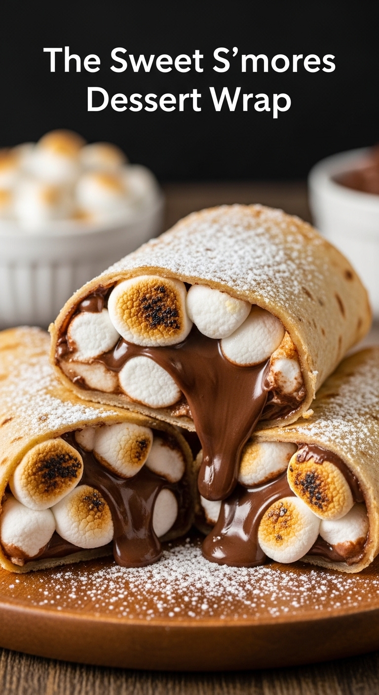 Sweet-Smores-Dessert-Wrap-Nutella-Marshmallows-Chocolate-Powdered-Sugar