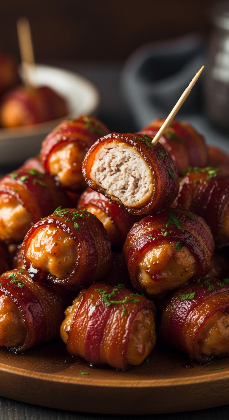 Sweet-Spicy-Bacon-Wrapped-Chicken-Bites-Toothpick-Crispy-Bacon-Juicy-Chicken-Platter