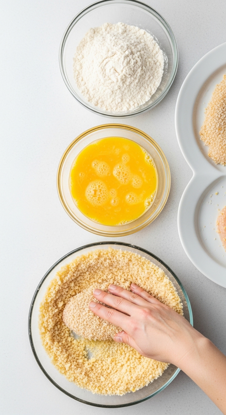 Three-Step-Breading-Station-Flour-Egg-Panko-Chicken-Cutlet