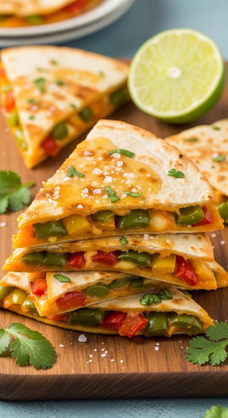 Zesty-Margarita-Chicken-Quesadilla-Wedges-Lime-Butter-Coarse-Salt-Cilantro